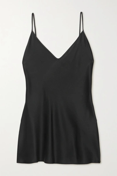 Max Mara + Leisure Lucca Washed Stretch-silk Satin Camisole In Black