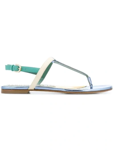Emilio Pucci Color-block Smooth And Mirrored-leather Sandals In Multicolour