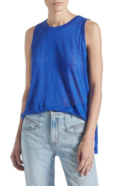 Current Elliott The Muscle Linen Tank In Royal Blue