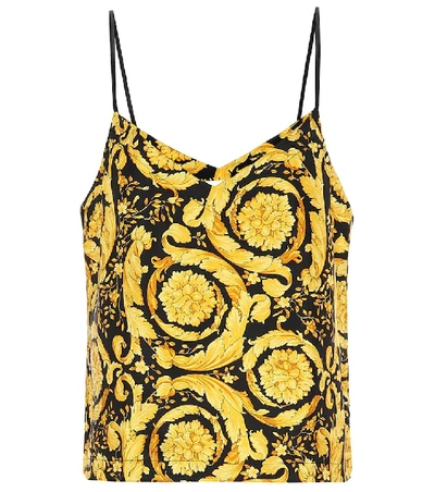 Versace Printed Silk Twill Top In Gold