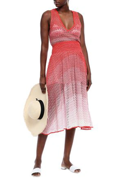 Missoni Mare Dégradé Crochet-knit Midi Skirt In Papaya