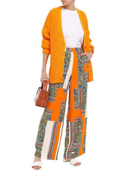 Tory Burch Striped Silk-satin Crepe Wide-leg Trousers