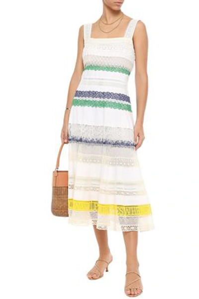 Tory Burch Lace-trimmed Cotton-poplin Midi Dress In White | ModeSens