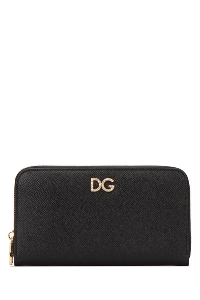 Dolce & Gabbana Baroque Logo Zip-around Wallet In Black