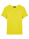 Theory Basic Short-sleeve Cashmere Tee In Bright Lime
