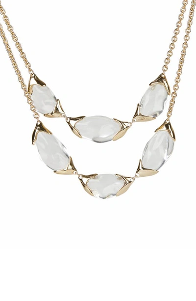 Alexis Bittar Encased Pebble Double-strand Bib Necklace In Clear/gold