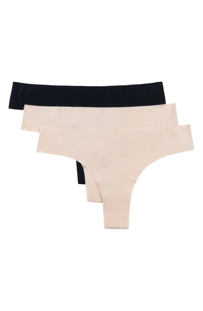 Uwila Warrior Vip Assorted 3-pack Thongs In Neutral / Black