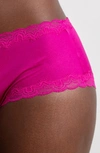 Uwila Warrior Soft Silk Lace-trim Bikini Briefs In Festival Fuchsia