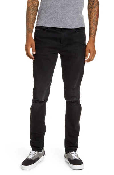 Hudson Zack Distressed Ripped Knee Stretch Skinny Jeans In Black