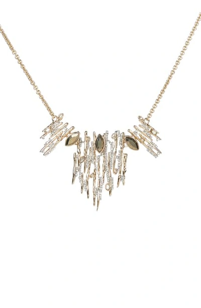 Alexis Bittar Navette Crystal Spiked Small Bib Necklace In Clear