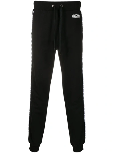 Moschino Logo Patch Track Trousers In Black