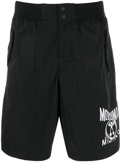 Moschino Logo Print Track Shorts In Black