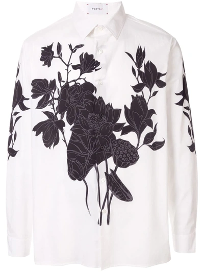 Ports V Floral Print Shirt In White