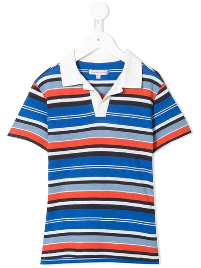 Orlebar Brown Kids' Striped Polo Shirt In Blue
