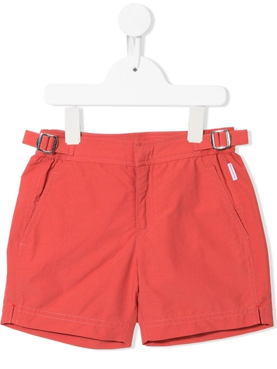 Orlebar Brown Kids' Buckle-detail Shorts In Orange