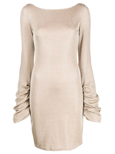 Just Cavalli Draped Chain-trim Dress In Gold