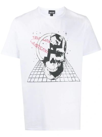 Just Cavalli Skull Print T-shirt In White