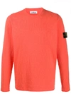 Stone Island Logo Patch Jumper In Orange