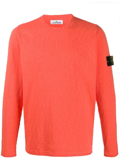 Stone Island Logo Patch Jumper In Orange