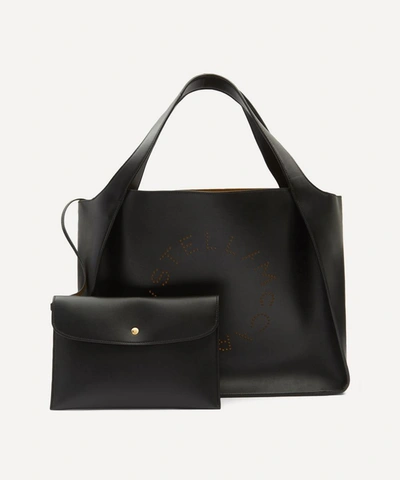 Stella Mccartney Stella Logo Faux Leather Tote Bag In Black
