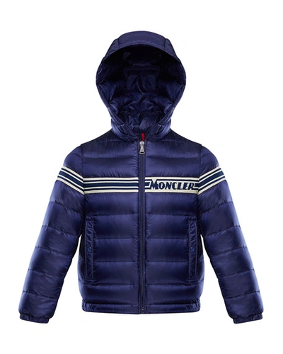 Moncler Boys' Renald Striped Packable Down Jacket - Big Kid In Dark Blue