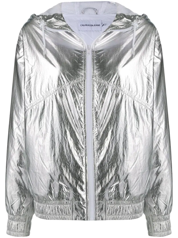 calvin klein silver puffer jacket