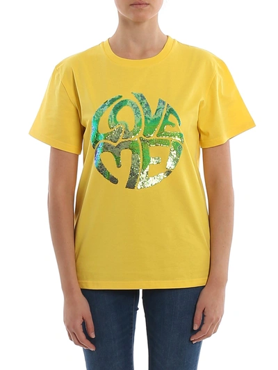 Alberta Ferretti Love Me Sequined T-shirt In Yellow