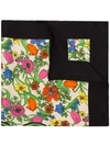 Gucci Flora & Logo Printed Silk Scarf In Black