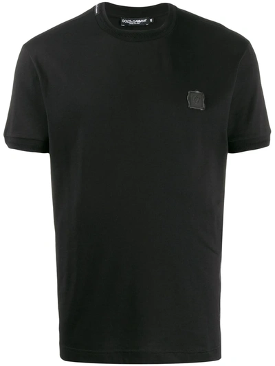 Dolce & Gabbana Cotton Jersey T-shirt W/ Rubber Logo In Black