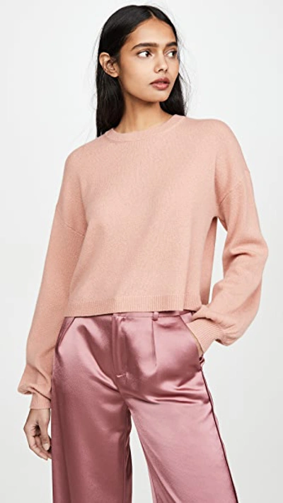 Alice And Olivia Ansley Crop Cashmere Pullover In Rose Tan