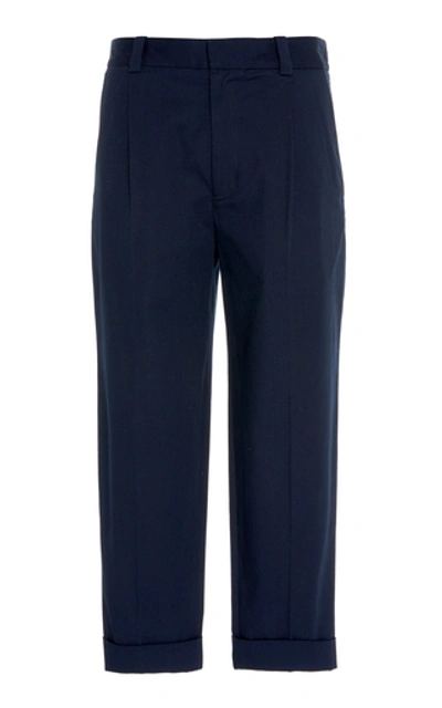 Acne Studios Cropped Stretch-cotton Straight-leg Trousers In Navy