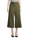 Lafayette 148 Wide-leg Stretch Cropped Pants In Olive