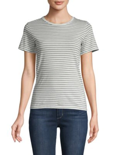 Vince Striped Cotton Tee In Vanilla