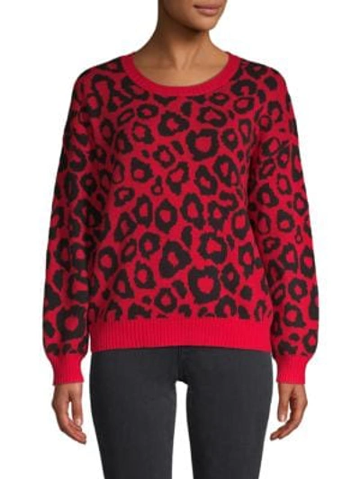Bcbgmaxazria Animal-print Cotton-blend Sweater In Bright Red