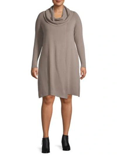 Lafayette 148 Plus Cowlneck Wool Tunic Sweater In Nutmeg