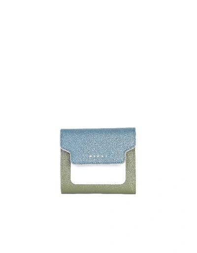 Marni Saffiano Leather Wallet In Green