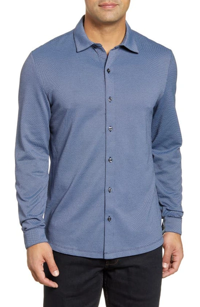 Robert Barakett Kinglsey Falls Knit Button-up Shirt In Dark Caspian