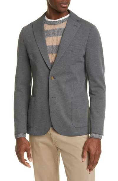 Eleventy Slim Fit Jersey Sport Coat In Dark Grey