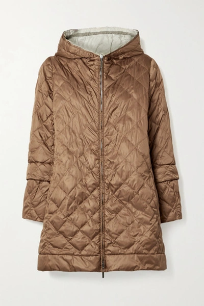 Max Mara Enovel Reversible Hooded Down Jacket With Detachable Cuffs In Light Brown