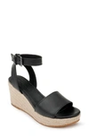 Splendid Arianna Espadrille Wedge Sandal In Black Leather