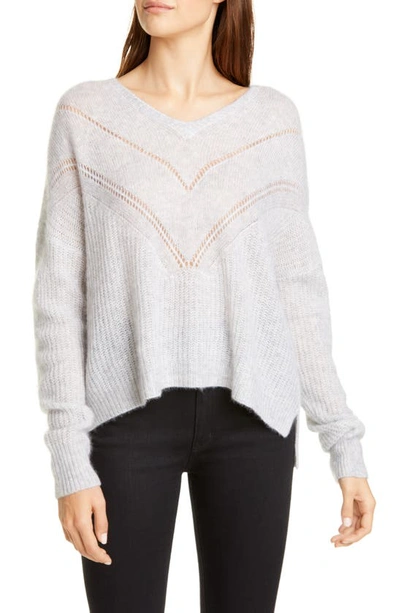 Autumn Cashmere Pointelle Yoke Cashmere & Silk Sweater In Cloud Cloud