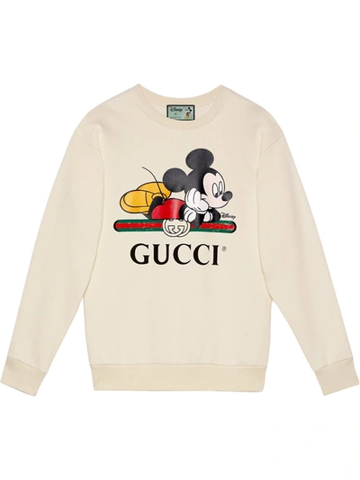 Gucci X Disney Mickey Print Sweatshirt In White