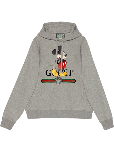 Gucci Mens Grey X Disney Mickey Mouse Logo Hoodie