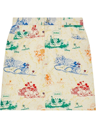 Gucci X Disney Mickey And Minnie Skirt In White