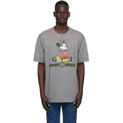 Gucci X Disney Oversized Logo-print T-shirt In Grey