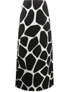 Valentino Animal Print Long Skirt In 0an Avorio Nero