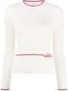 Valentino Embroidered Logo Ribbed Jumper In White