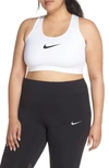 Nike Swoosh Women's Medium-support Sports Bra (white) - Clearance Sale In White/ Black