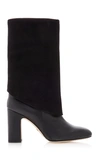 Stuart Weitzman Lucinda Suede & Leather Block-heel Boots In Black