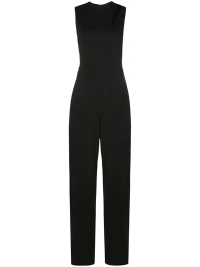 Alice And Olivia Ivy Cutout Shoulder Sleeveless Wide Leg Jumpsuit In Black